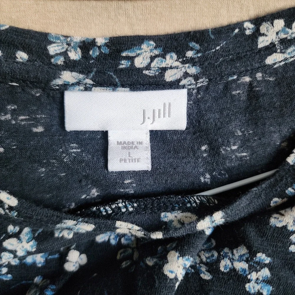 J. Jill Floral Long Sleeve Top Bundle of Two Women LP Tan Navy Pima Cotton
